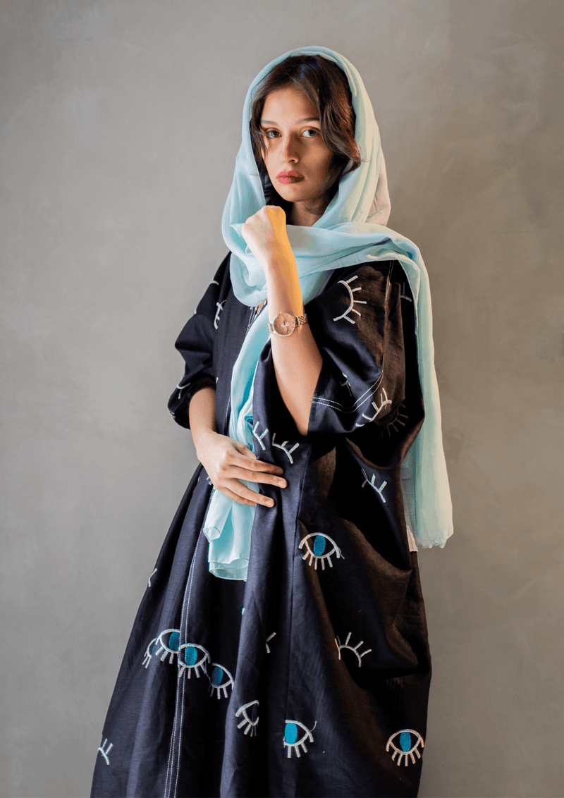 Joanna’s Evil Eye Abaya - Fully Embroidered - The Untitled Project