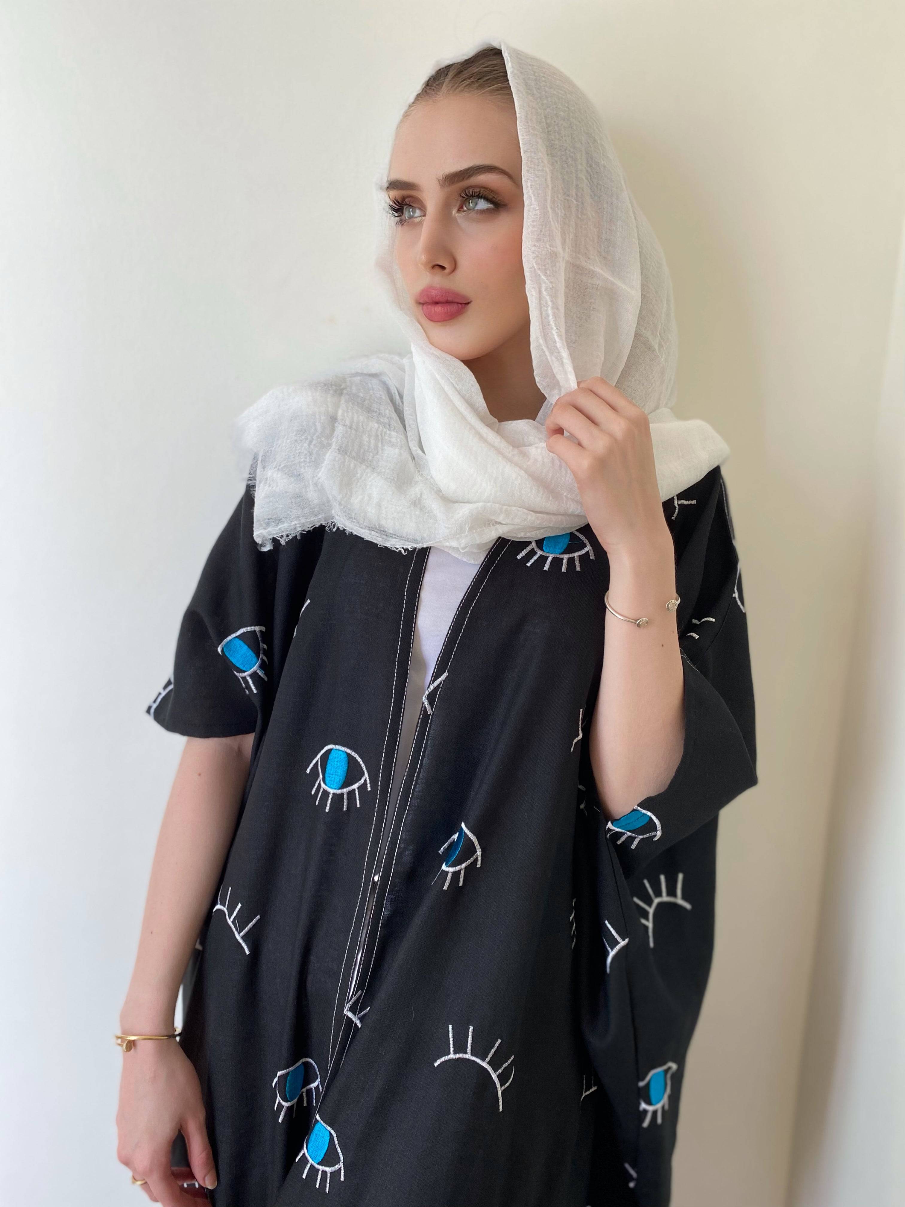 Joanna’s Evil Eye Abaya - Fully Embroidered - Online Shopping - The Untitled Project