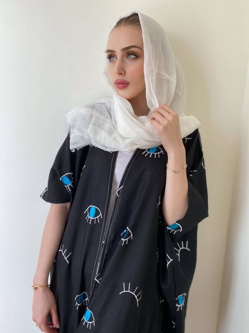 Joanna’s Evil Eye Abaya - Fully Embroidered - Online Shopping - The Untitled Project