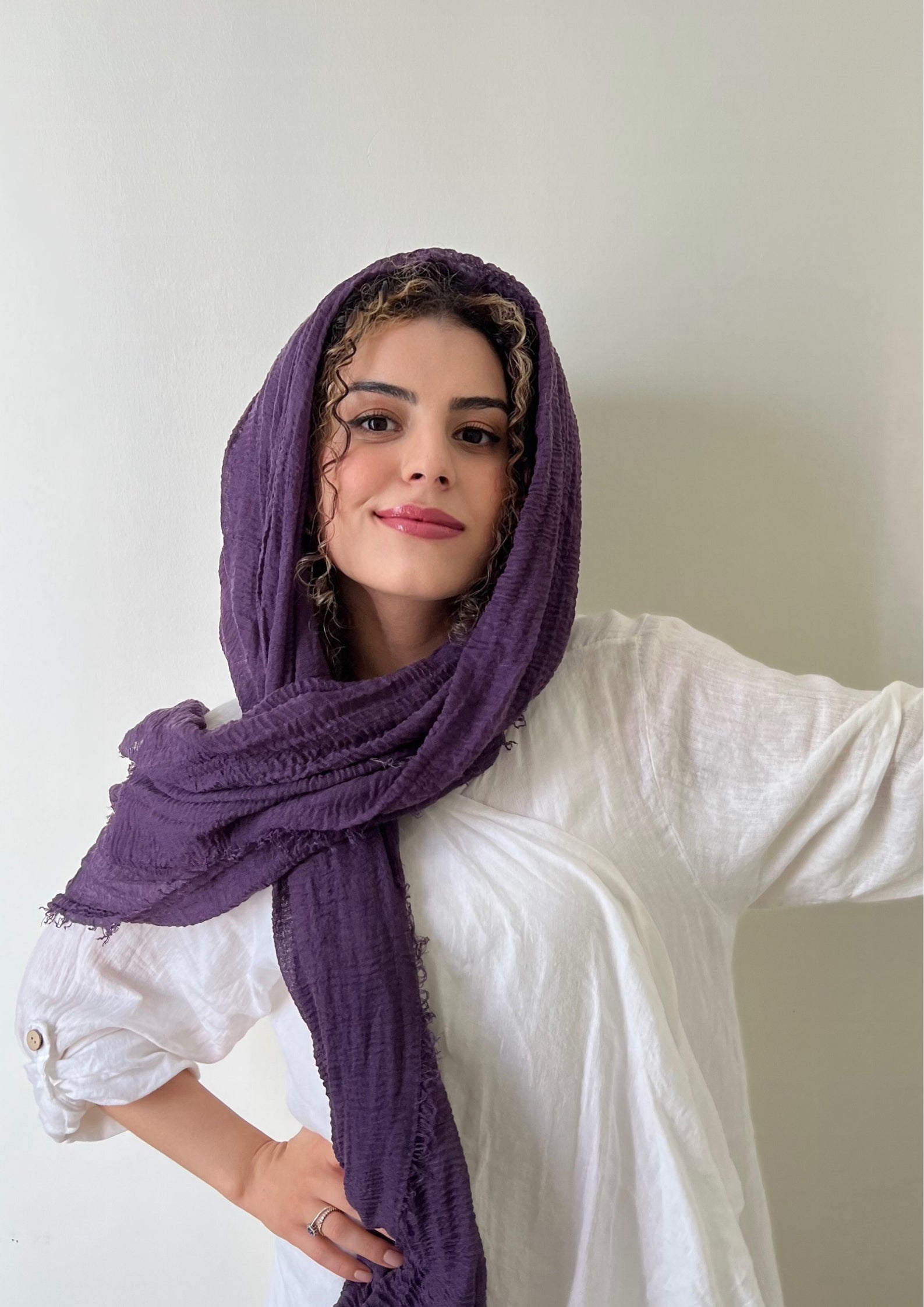 Velvet Grape - Crinkle Organic Cotton Scarf - Online Shopping - The Untitled Project