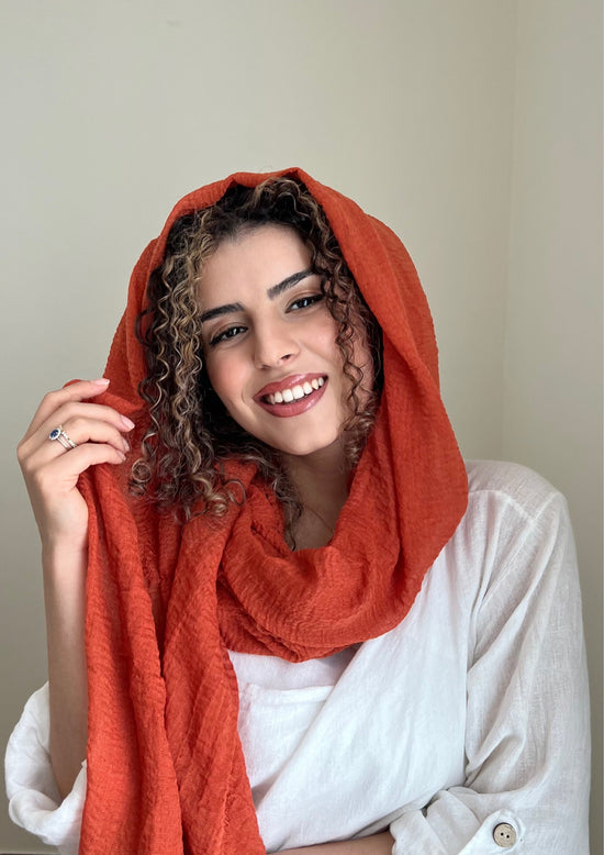 Fiery Sunset Scarf - Crinkle Organic Cotton - Online Shopping - The Untitled Project
