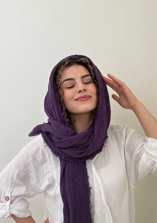 Load image into Gallery viewer, Velvet Grape - Crinkle Organic Cotton Scarf - Online Shopping - The Untitled Project

