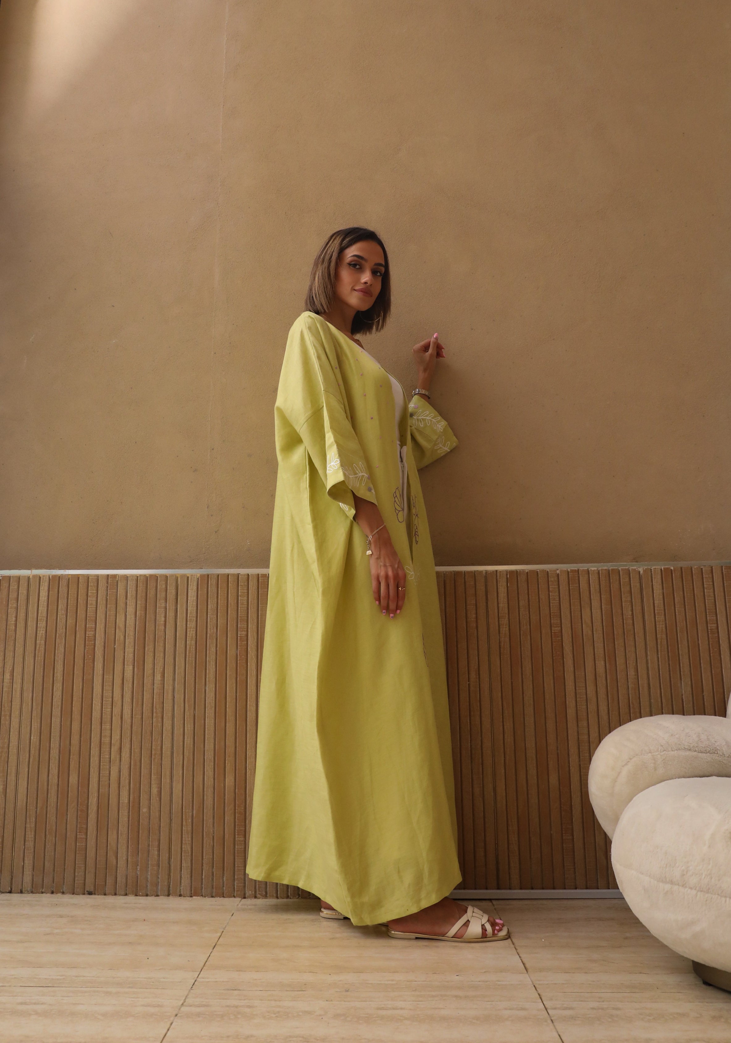 I Need a Yellow Abaya - Embroidered Linen - Online Shopping - The Untitled Project