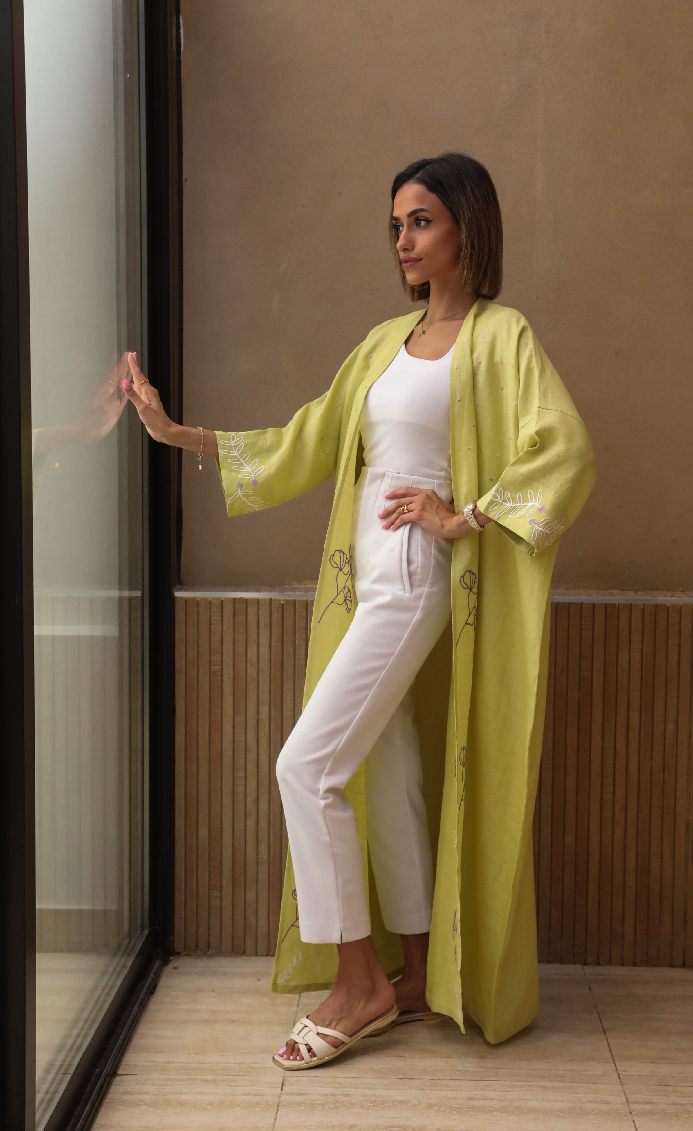 I Need a Yellow Abaya - Embroidered Linen - Online Shopping - The Untitled Project