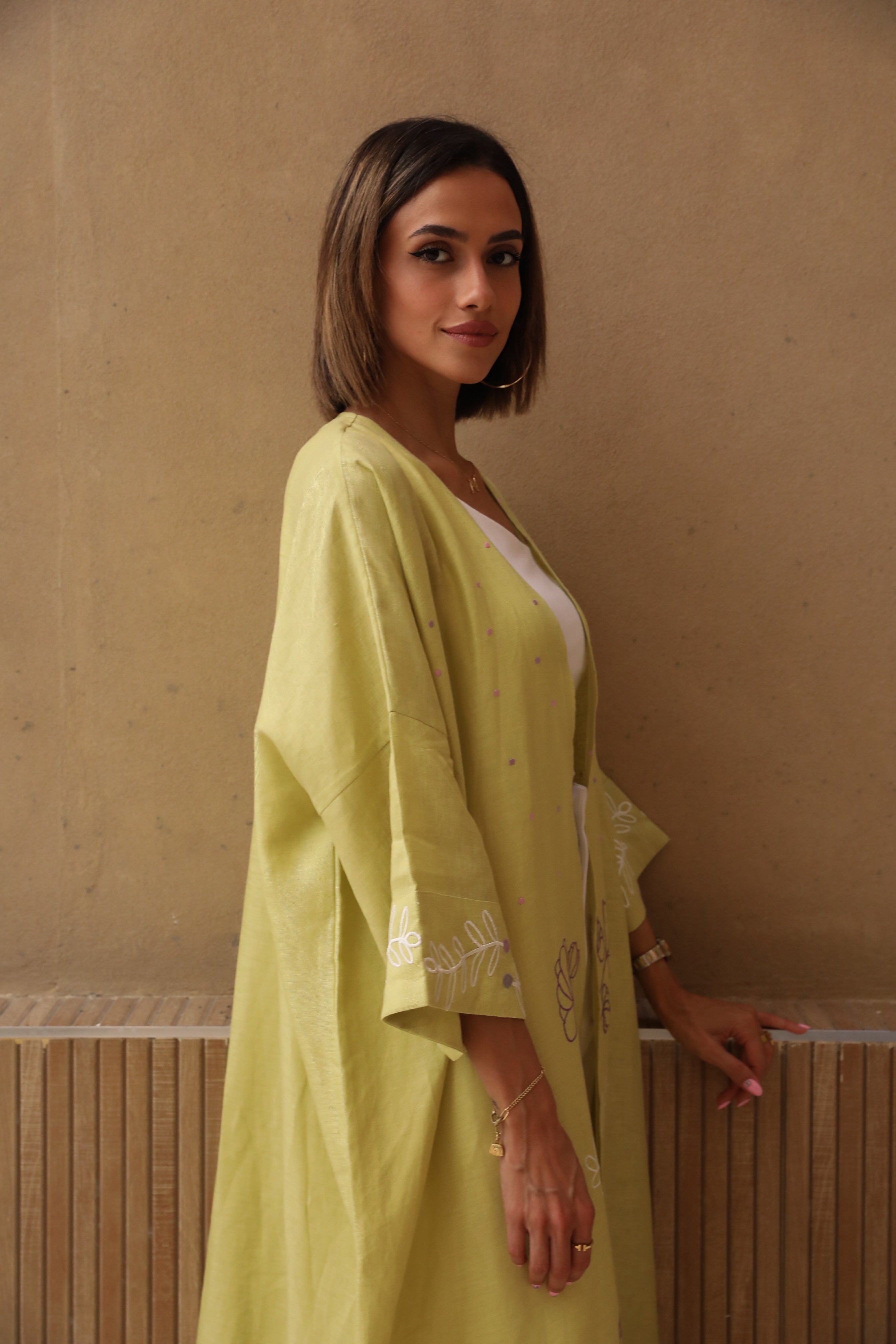 I Need a Yellow Abaya - Embroidered Linen - Online Shopping - The Untitled Project