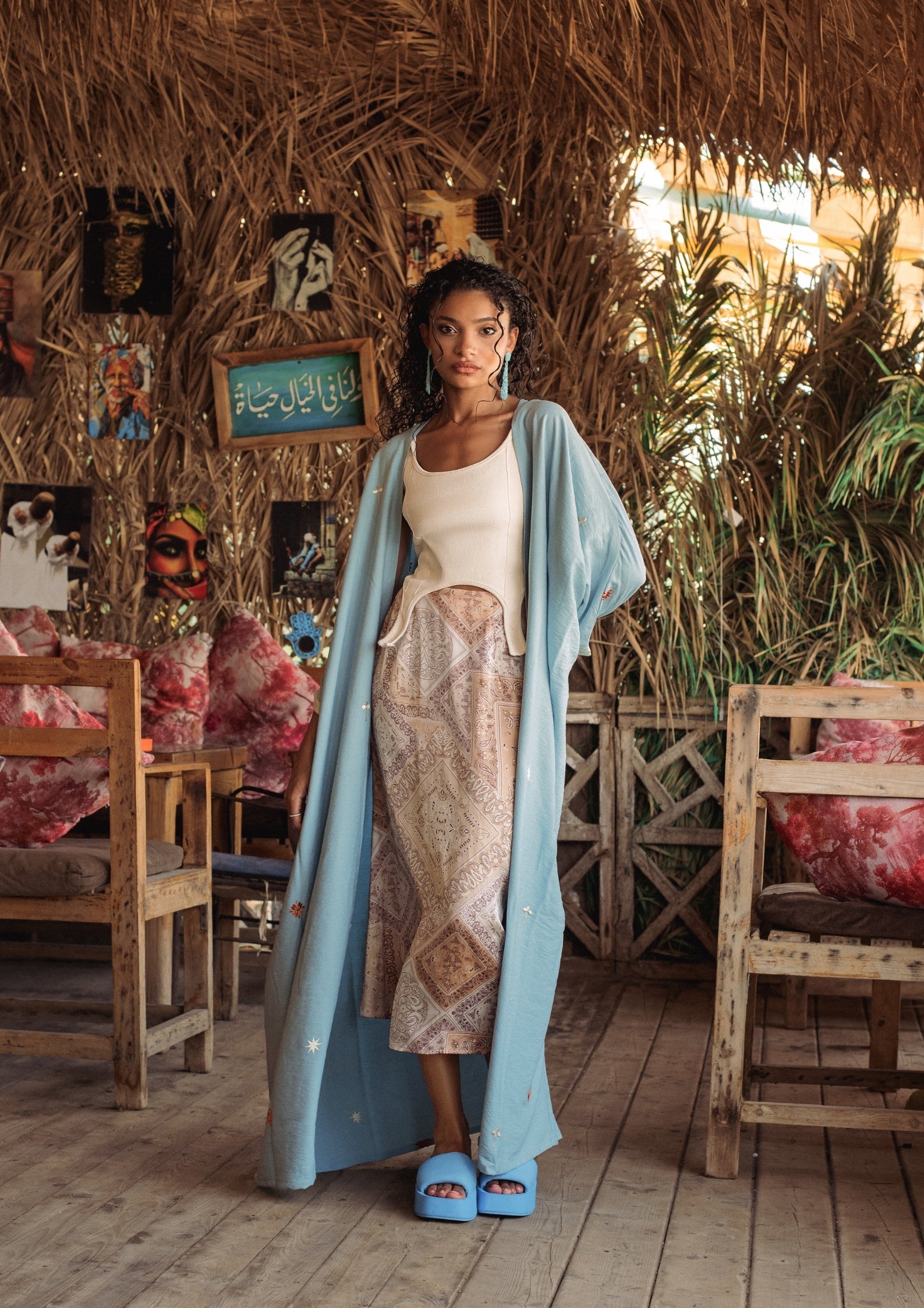 The Aqua Mist - Abaya & Scarf Set - Online Shopping - The Untitled Project