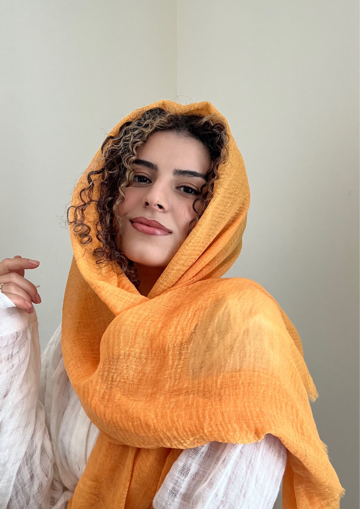 Load image into Gallery viewer, Tangerine Tango - Crinkle Organic Cotton Scarf - Online Shopping - The Untitled Project
