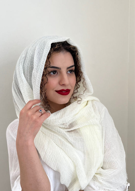 Load image into Gallery viewer, Lemon Frost Scarf -  Crinkle Organic Cotton - Online Shopping - The Untitled Project
