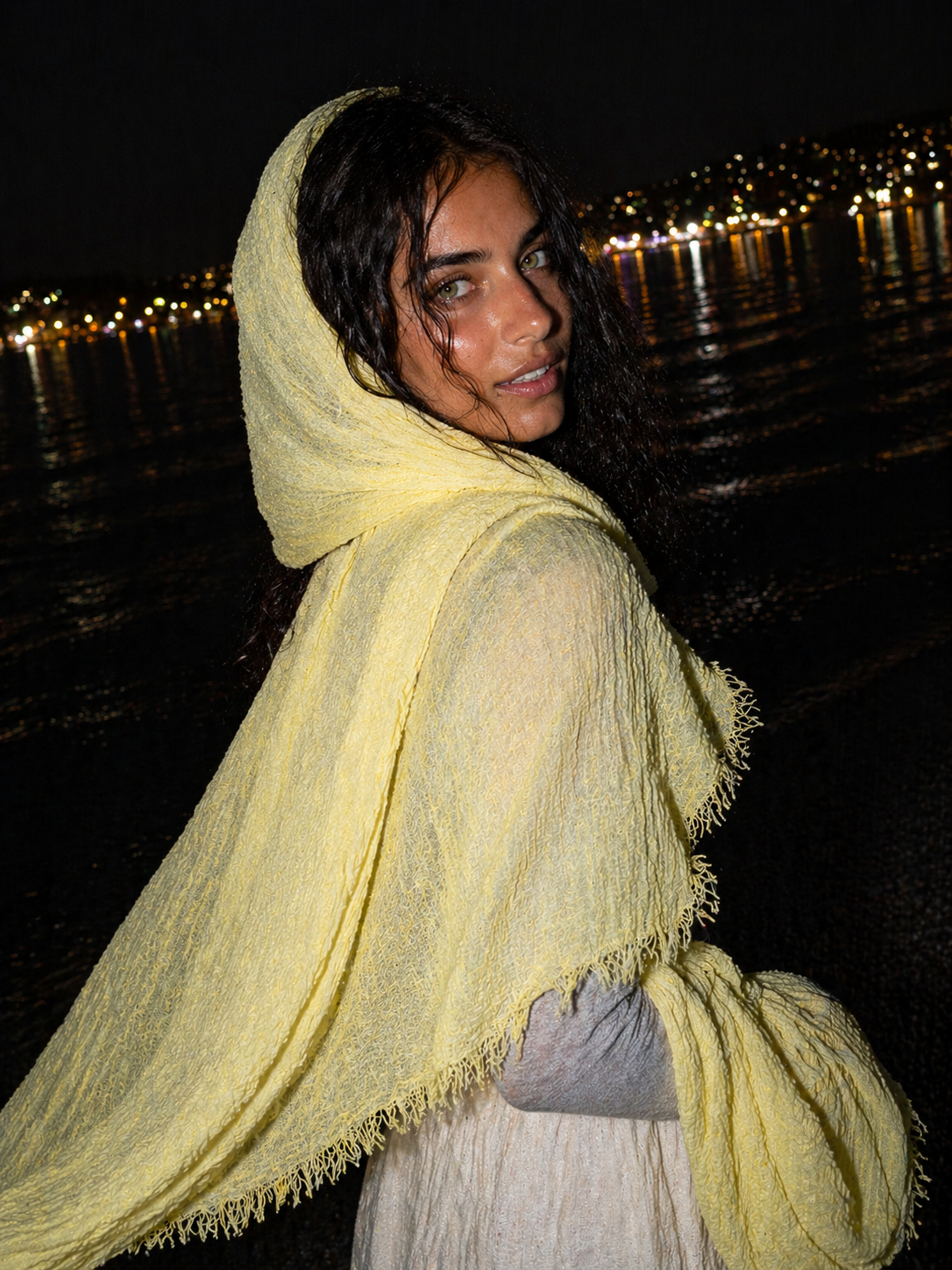 Lemon Zest - Crinkle Organic Cotton Scarf