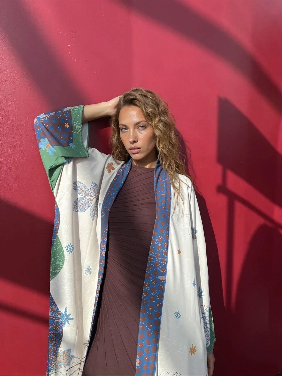 Modern designer abaya for women in Saudi Arabia with statement print
