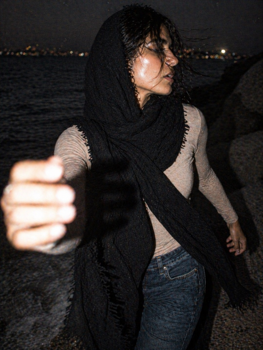 Espresso Shot - Crinkle Organic Cotton Scarf-5