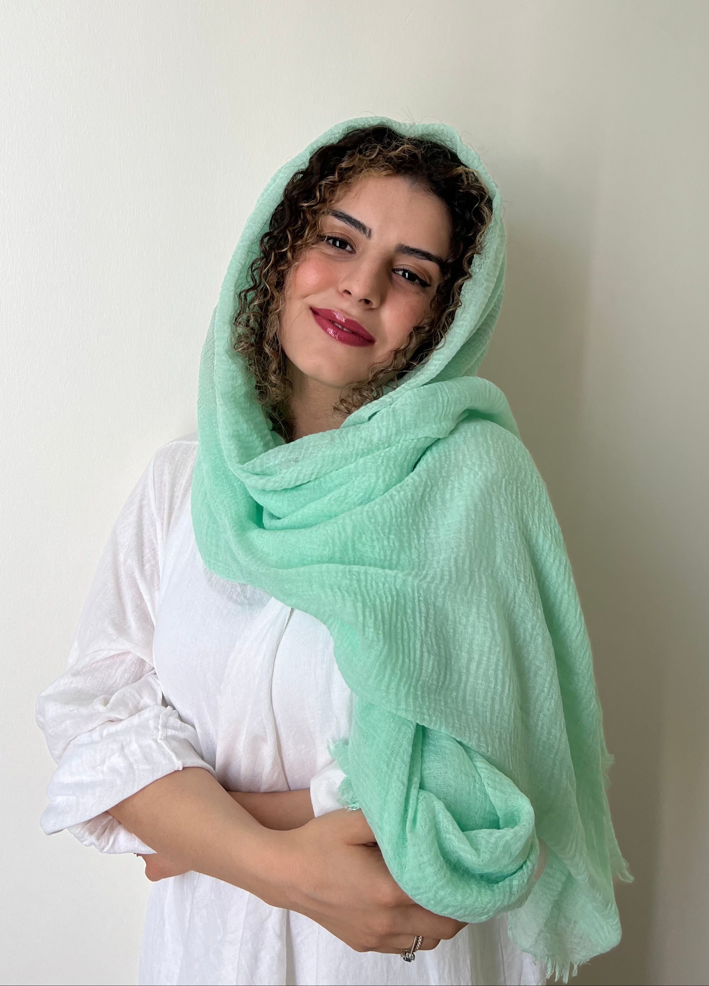 TEAL ME MORE - وشاح من القطن العضوي المجعد