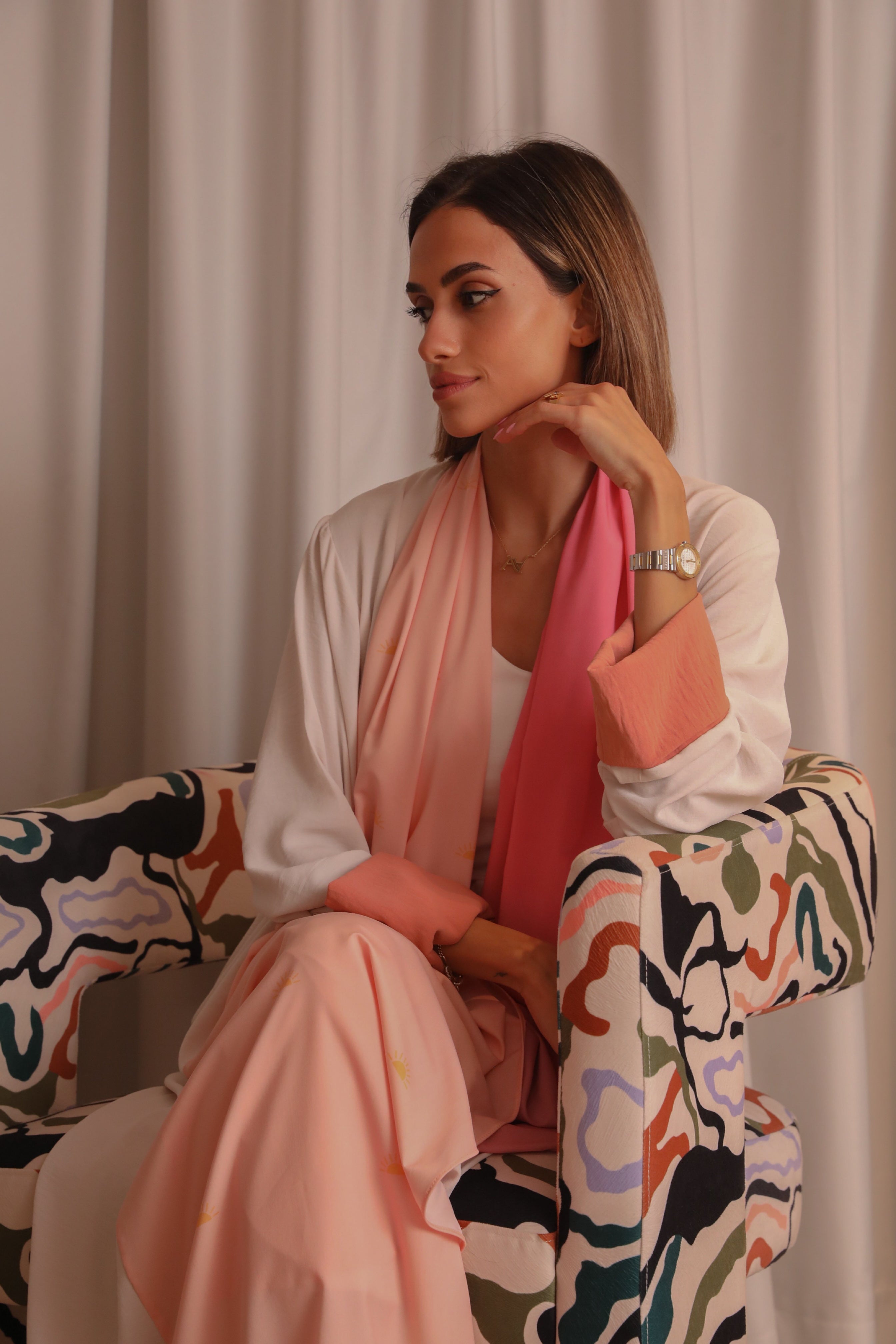 Pink Mirage Abaya & Scarf Set - Comfort Flow - Online Shopping - The Untitled Project