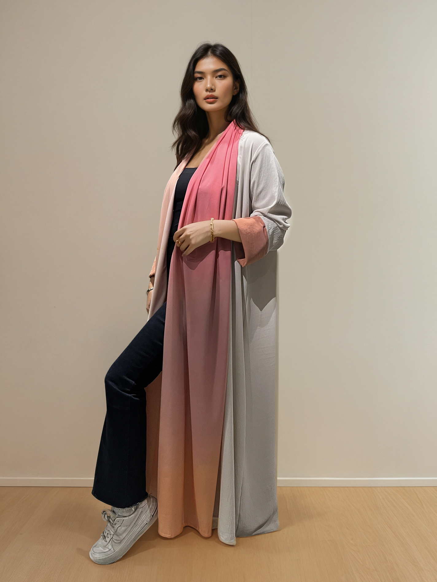 Pink Mirage Abaya & Scarf Set - Comfort Flow