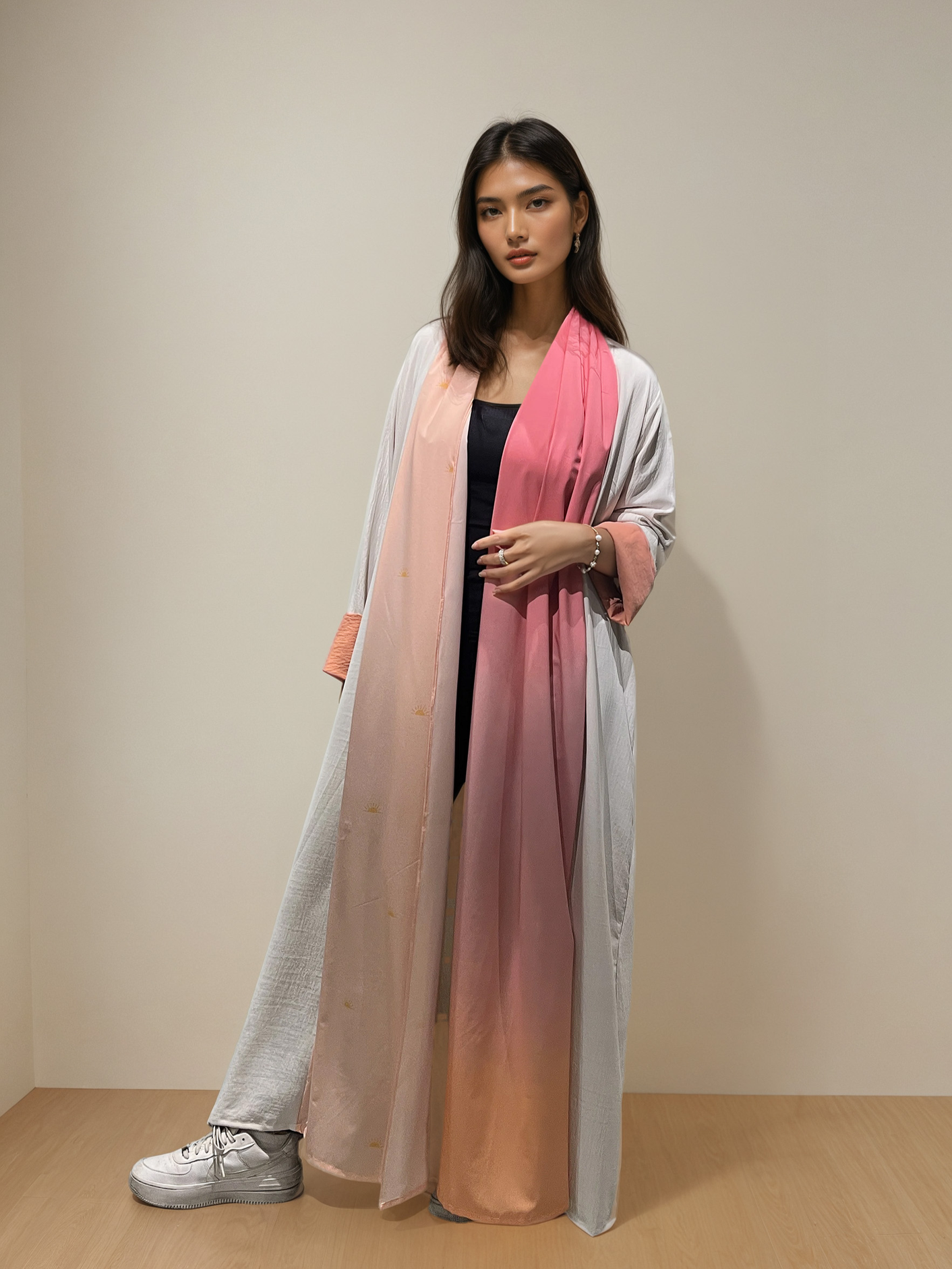 Pink Mirage Abaya & Scarf Set - Comfort Flow