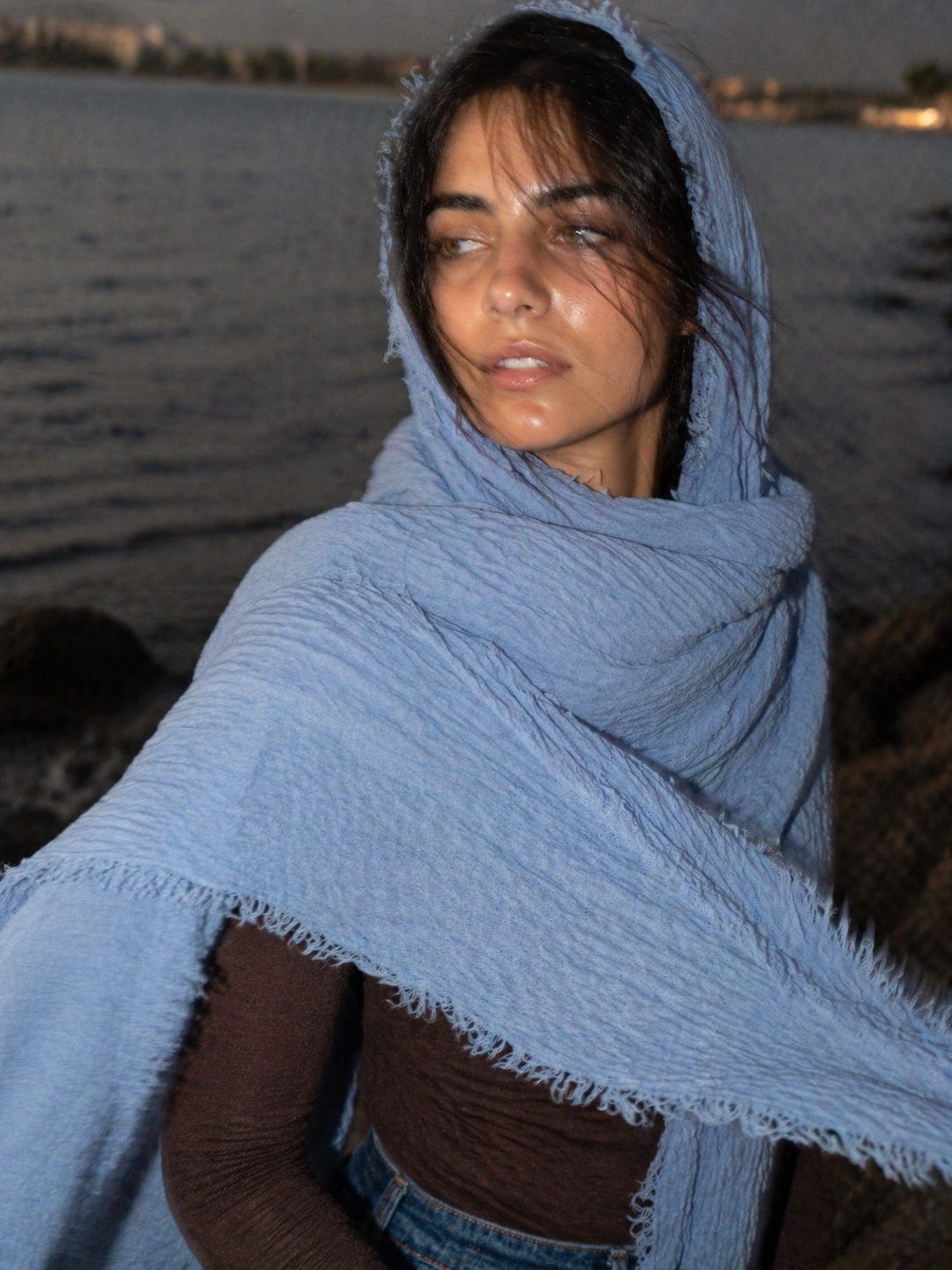 Morning Sky - Crinkle Organic Cotton Scarf-2