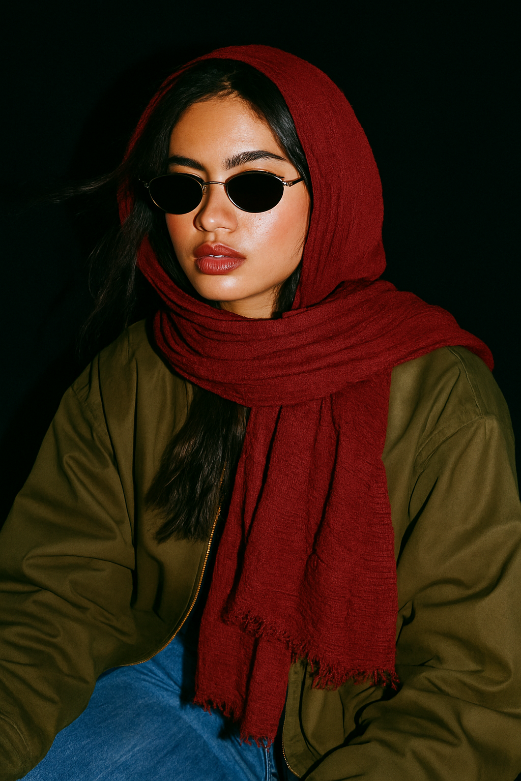 Cherry - Crinkle Organic Cotton Scarf