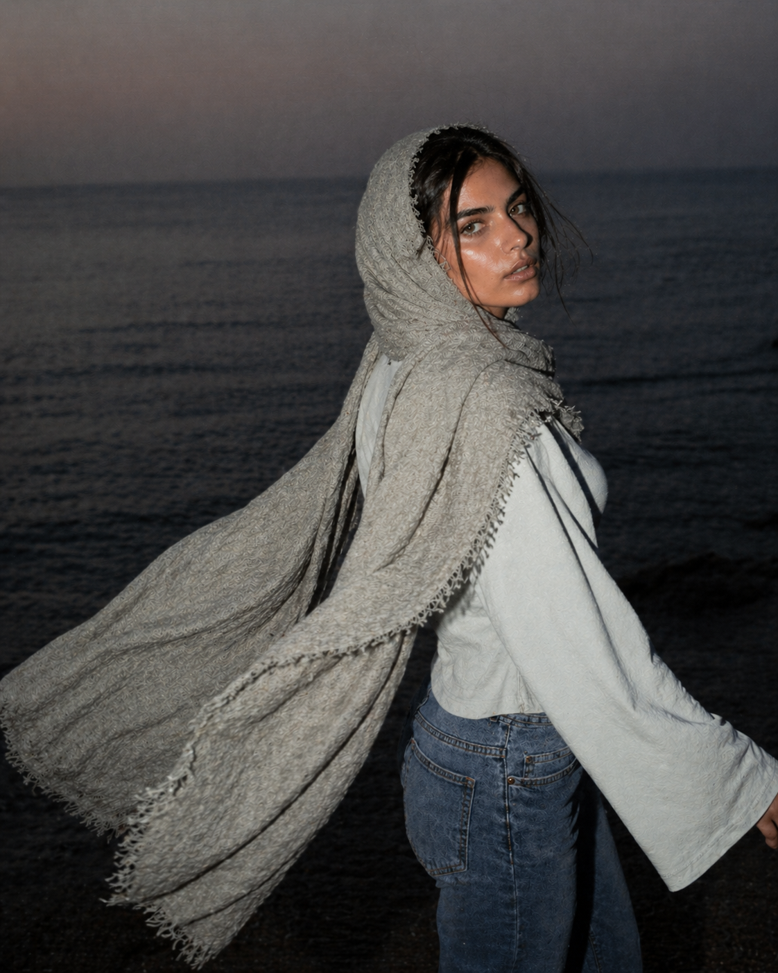 Iced Mint - Crinkle Organic Cotton Scarf-2