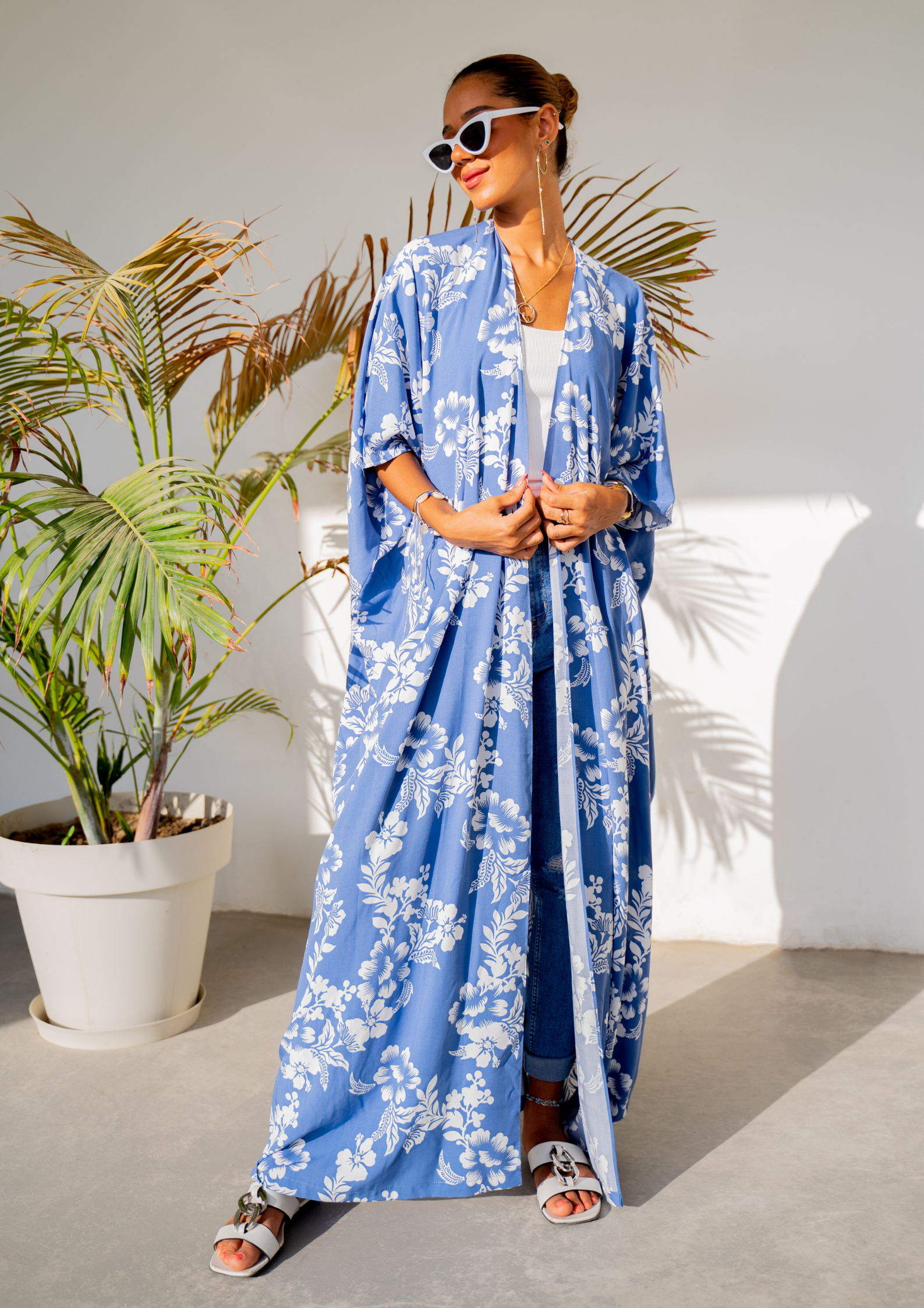 Glow With Me - Hawaiian Summer Print Abaya - The Untitled Project