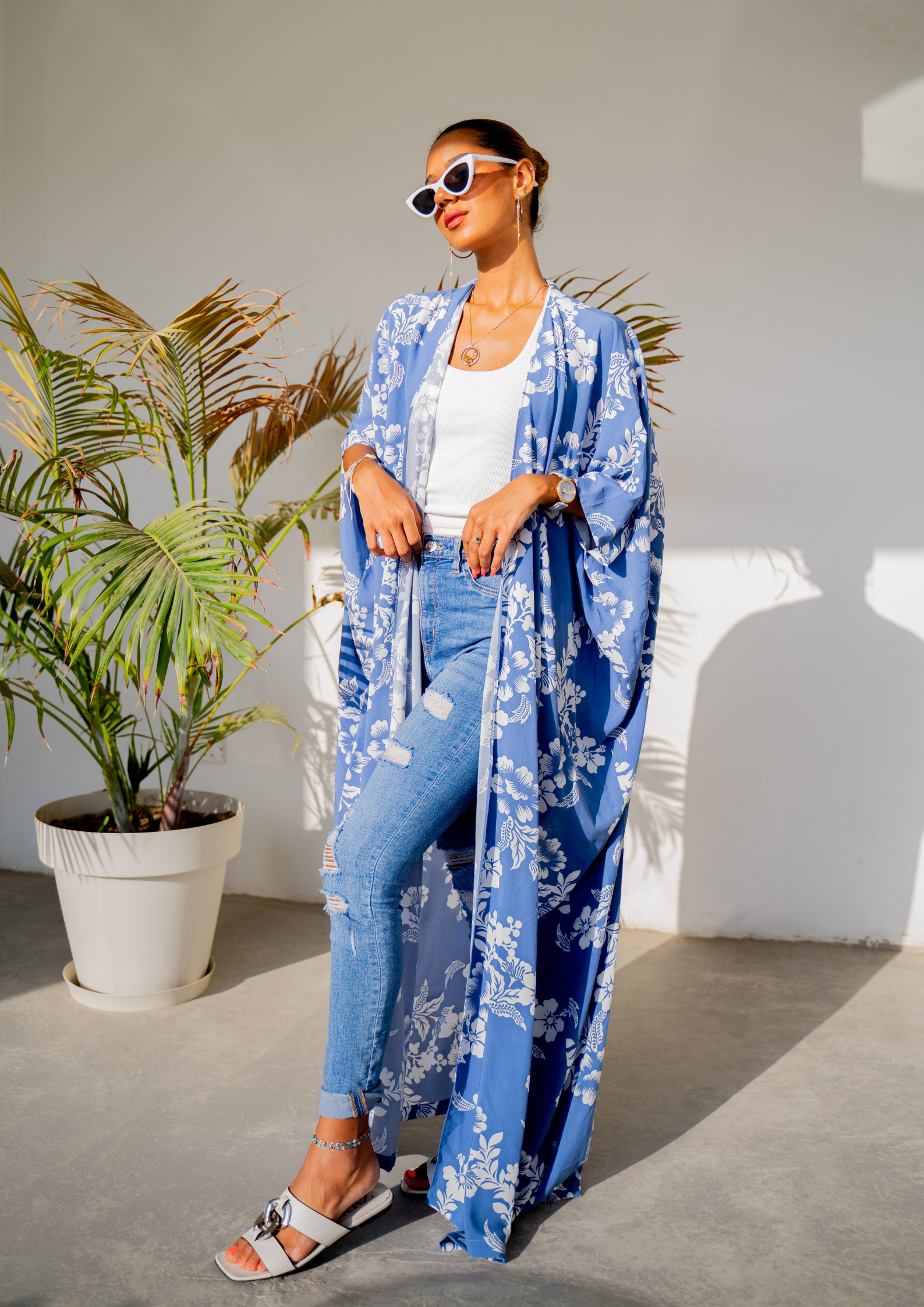 Glow With Me - Hawaiian Summer Print Abaya - The Untitled Project