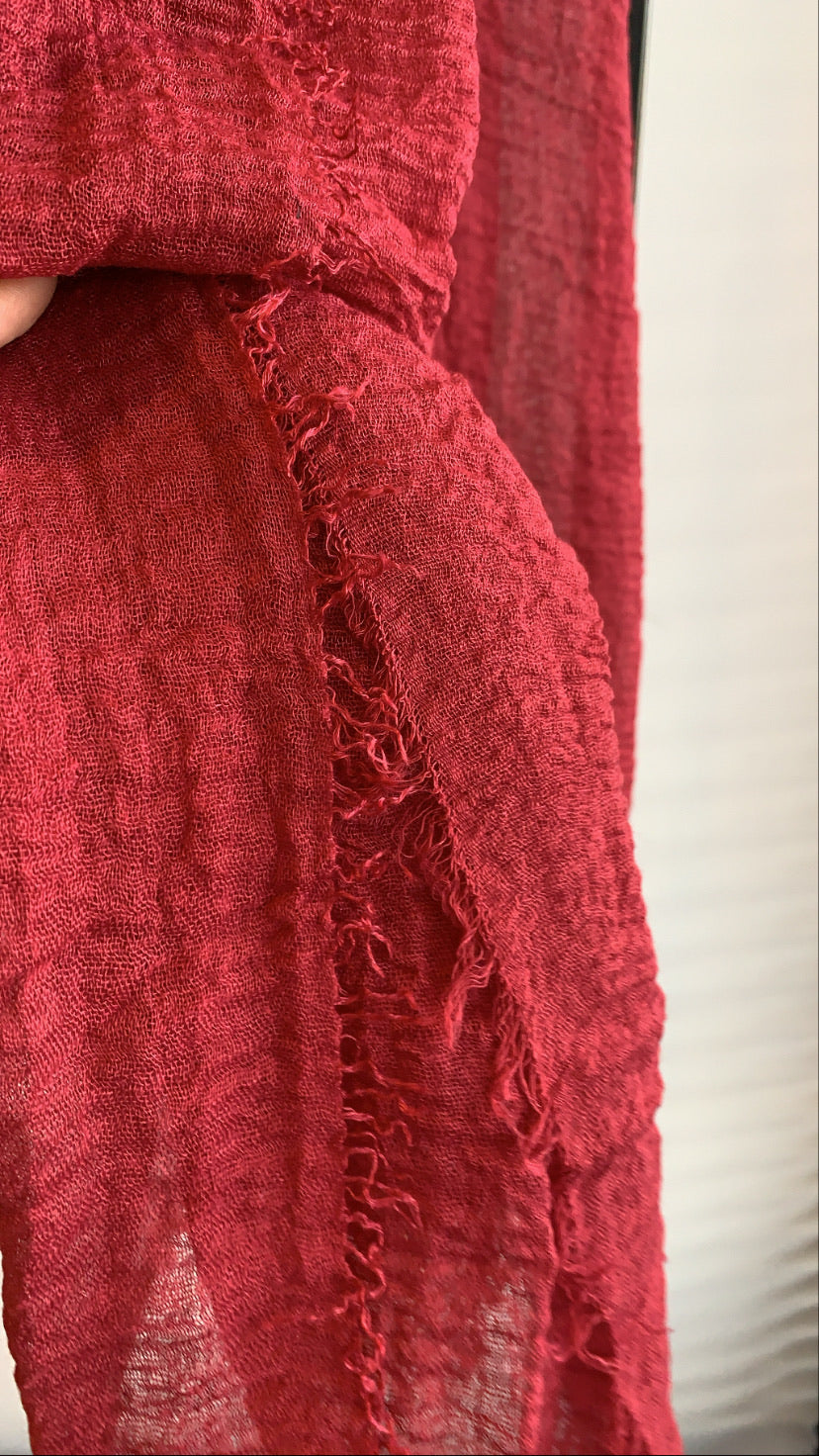 Cranberry - Crinkle Organic Cotton Scarf - Online Shopping - The Untitled Project