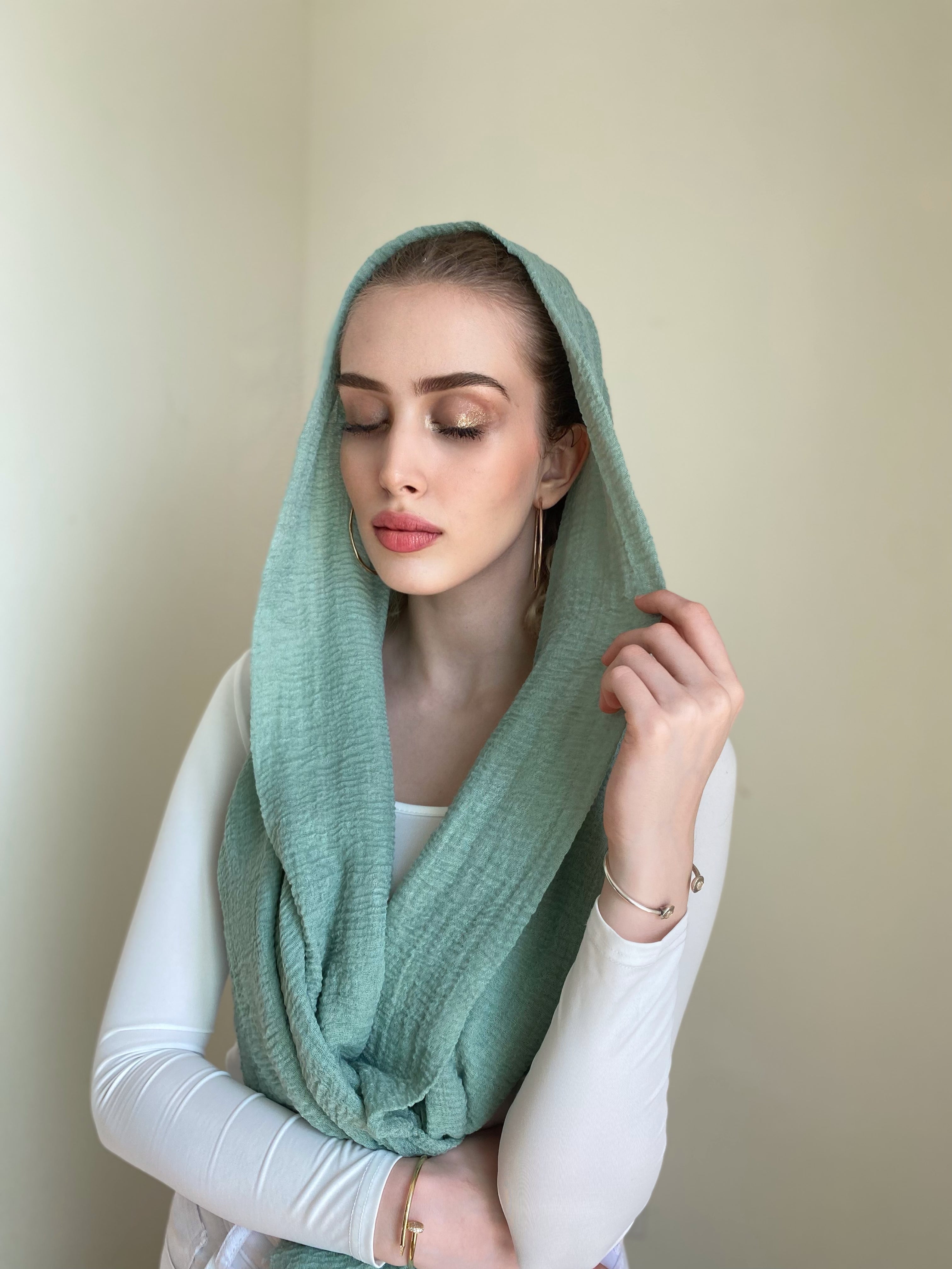 Mint - Crinkle Organic Cotton Scarf - Online Shopping - The Untitled Project