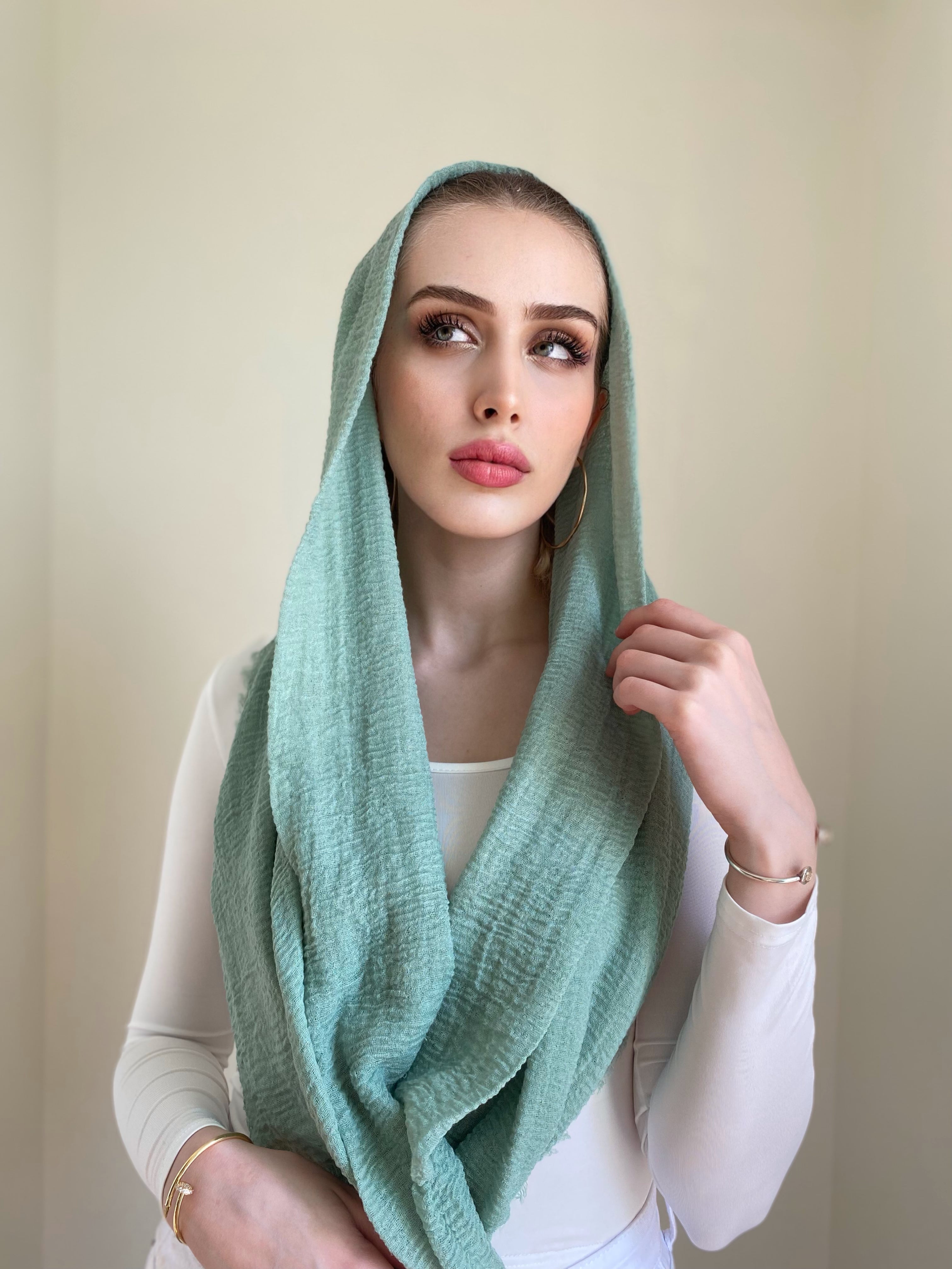 Mint - Crinkle Organic Cotton Scarf - Online Shopping - The Untitled Project