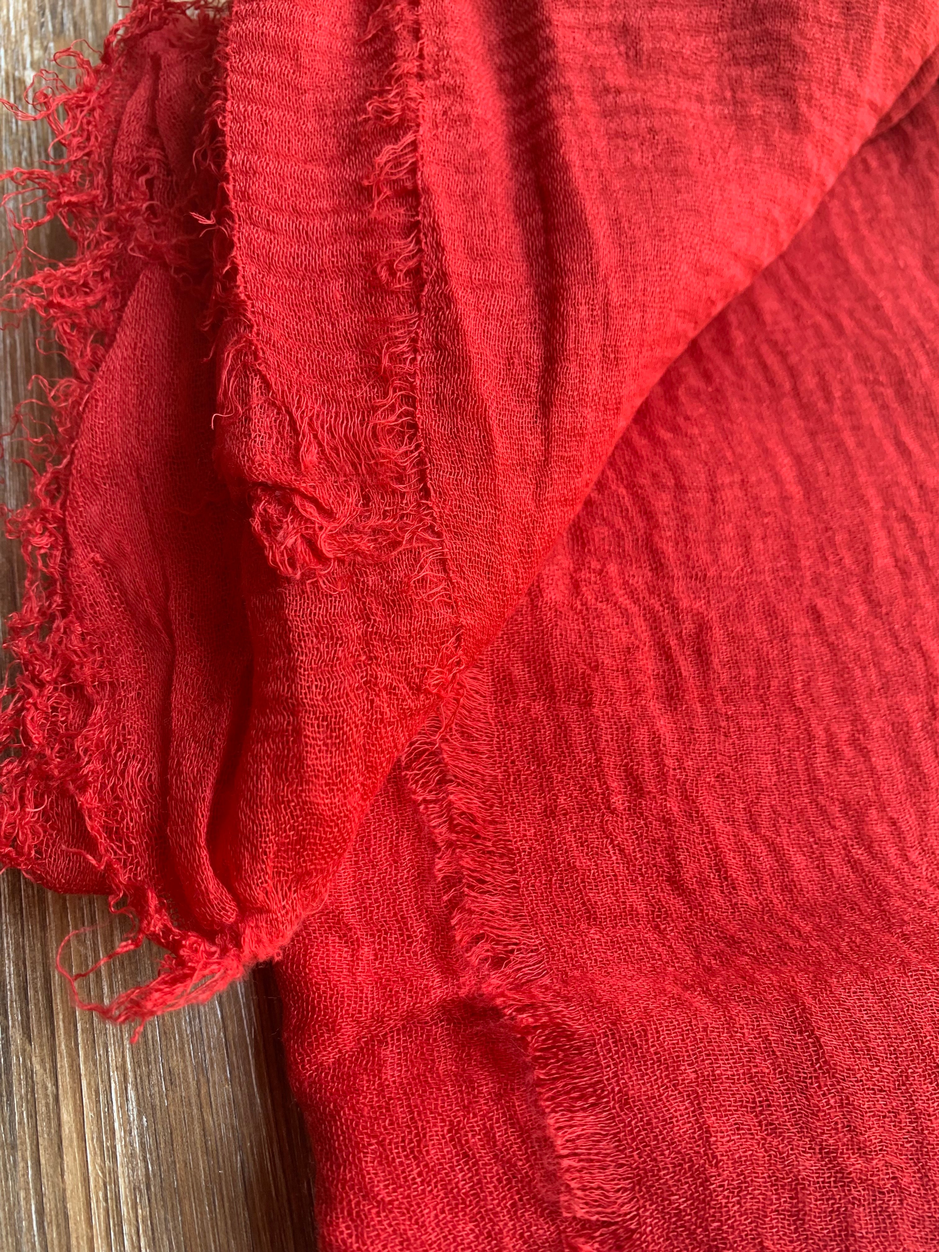 Cranberry - Crinkle Organic Cotton Scarf - The Untitled Project