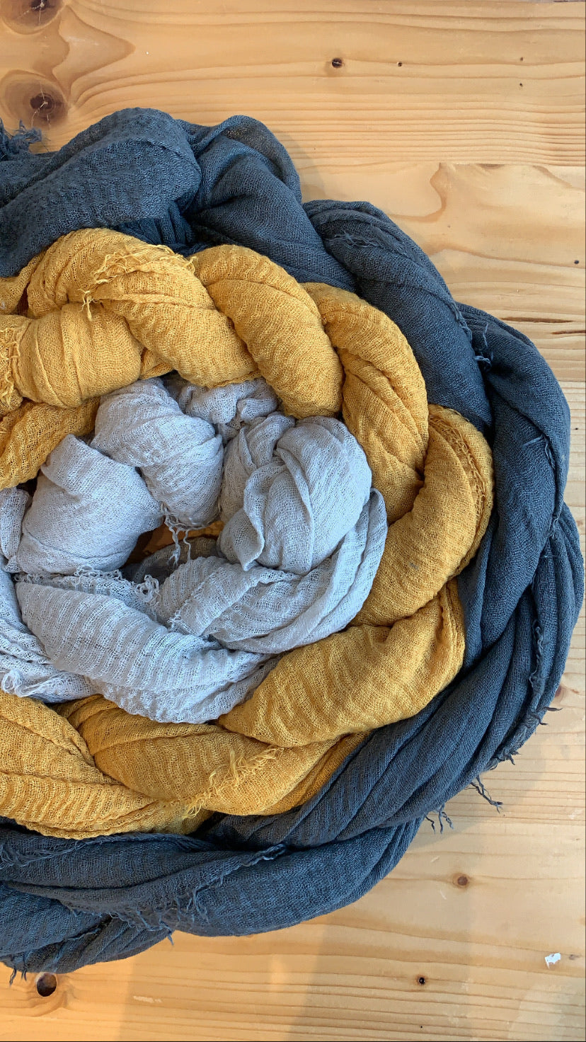 Ice Gray - Crinkle Organic Cotton Scarf - The Untitled Project