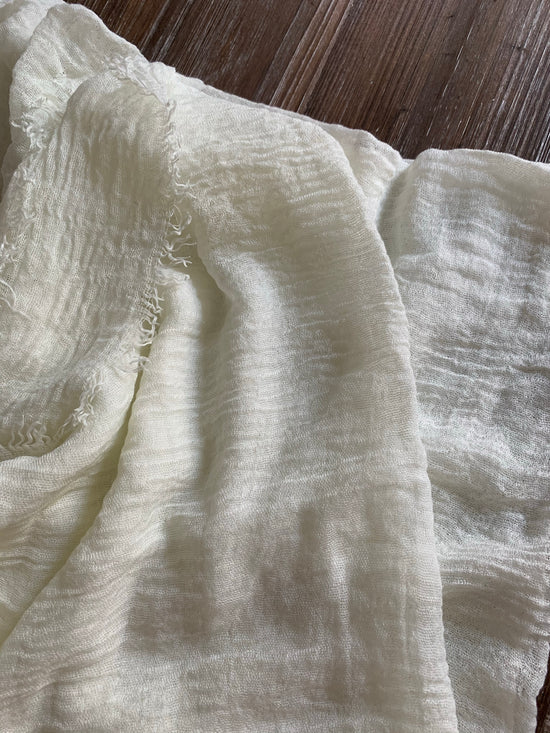 Lemon White -  Crinkle Organic Cotton Scarf - Online Shopping - The Untitled Project