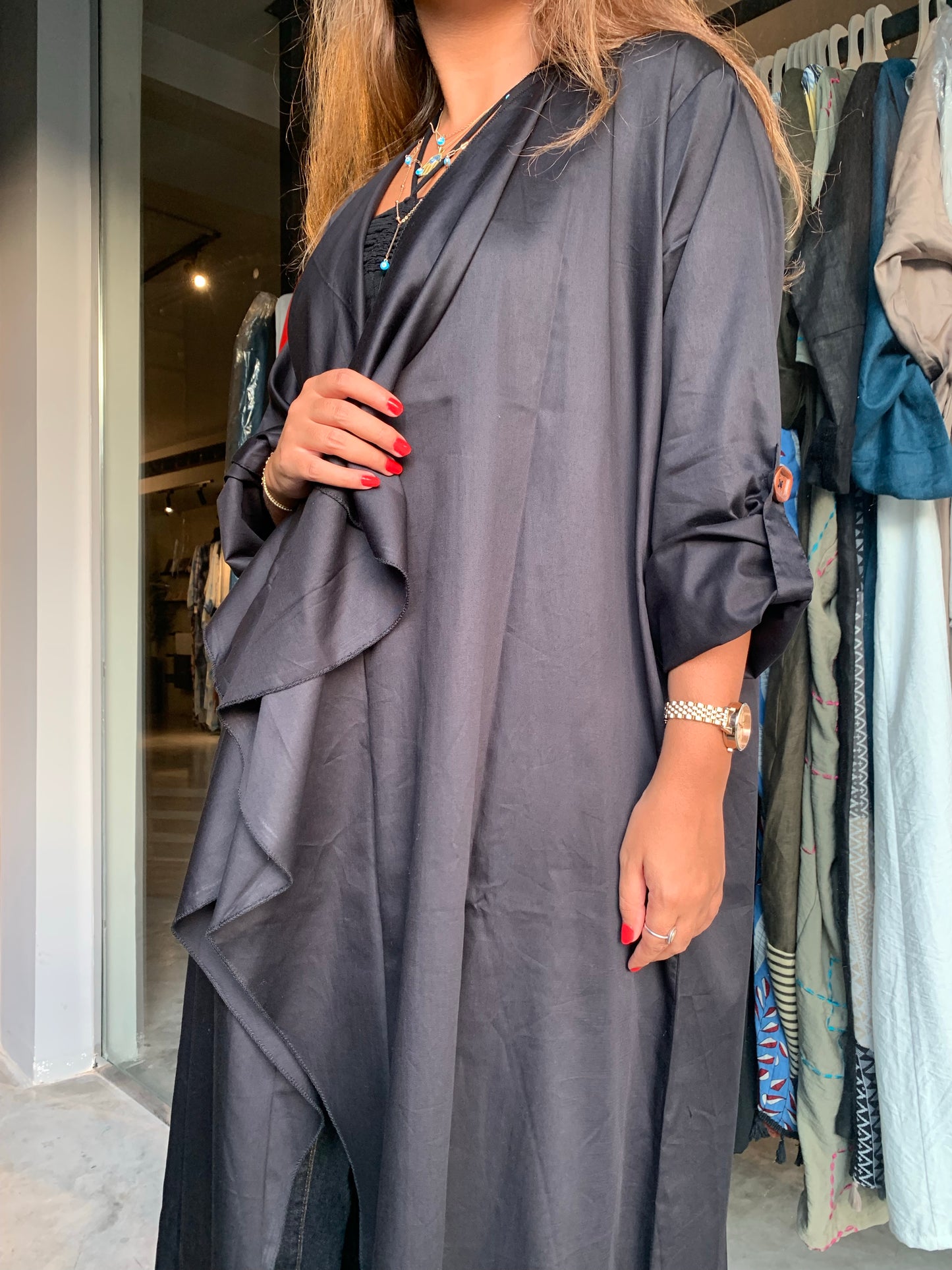 Load image into Gallery viewer, The Trend Setter - Cotton Cardigan Abaya - The Untitled Project
