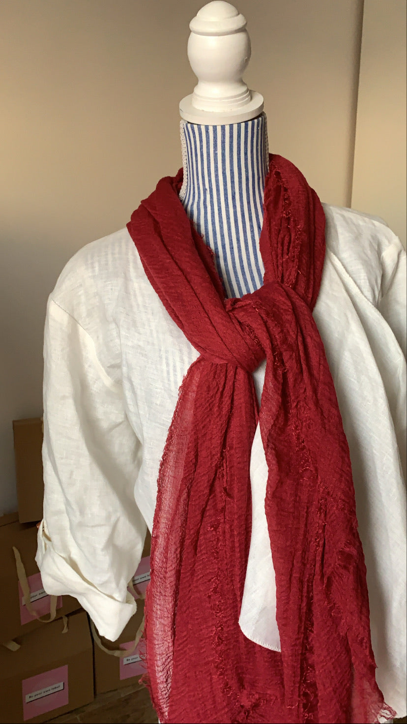 Cranberry - Crinkle Organic Cotton Scarf - Online Shopping - The Untitled Project