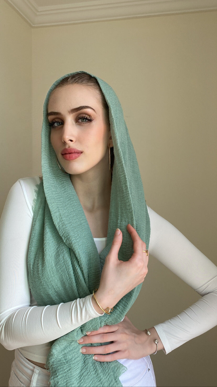 Mint - Crinkle Organic Cotton Scarf - Online Shopping - The Untitled Project