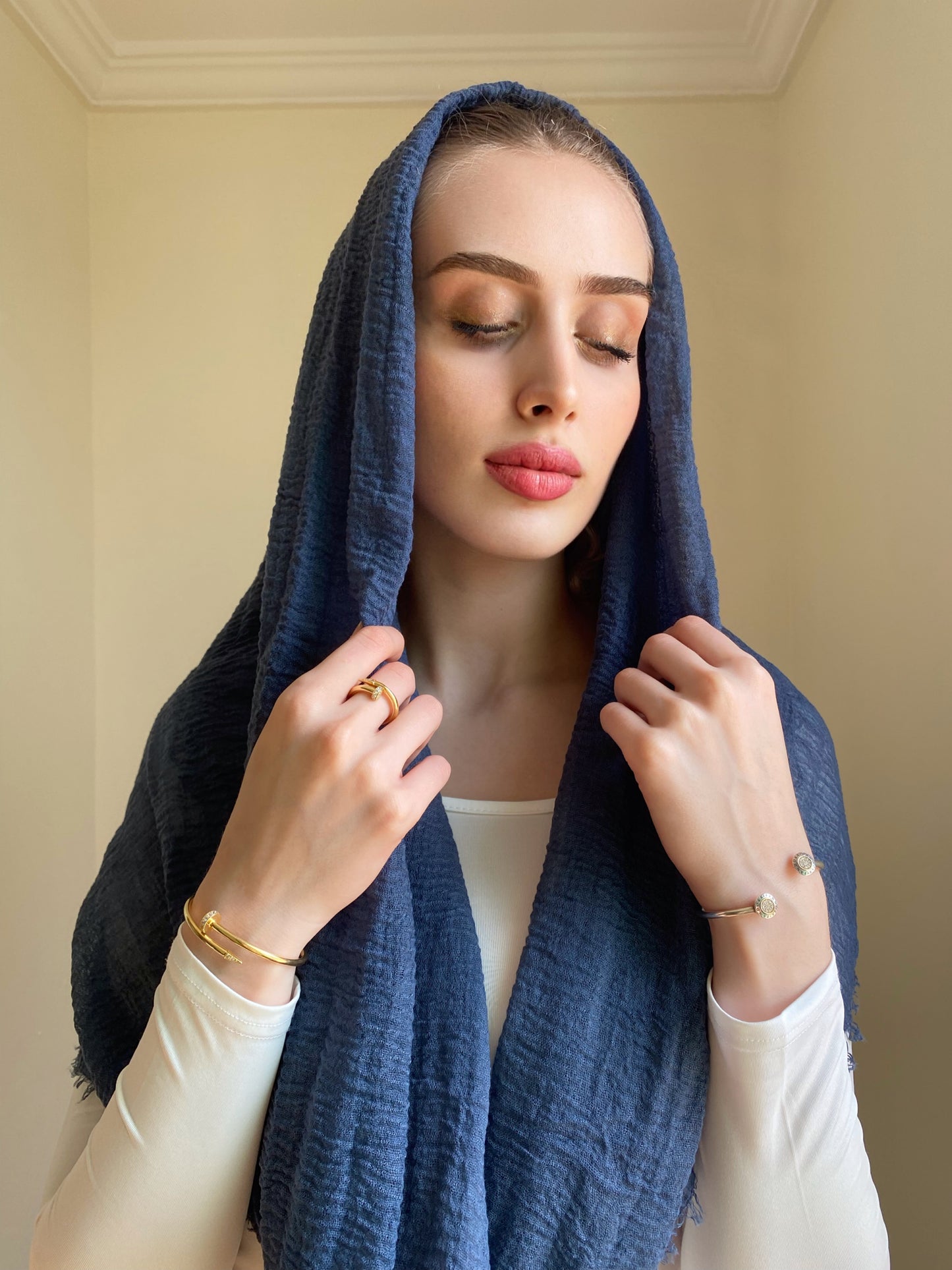 Washed Navy - Crinkle Organic Cotton Scarf - Online Shopping - The Untitled Project