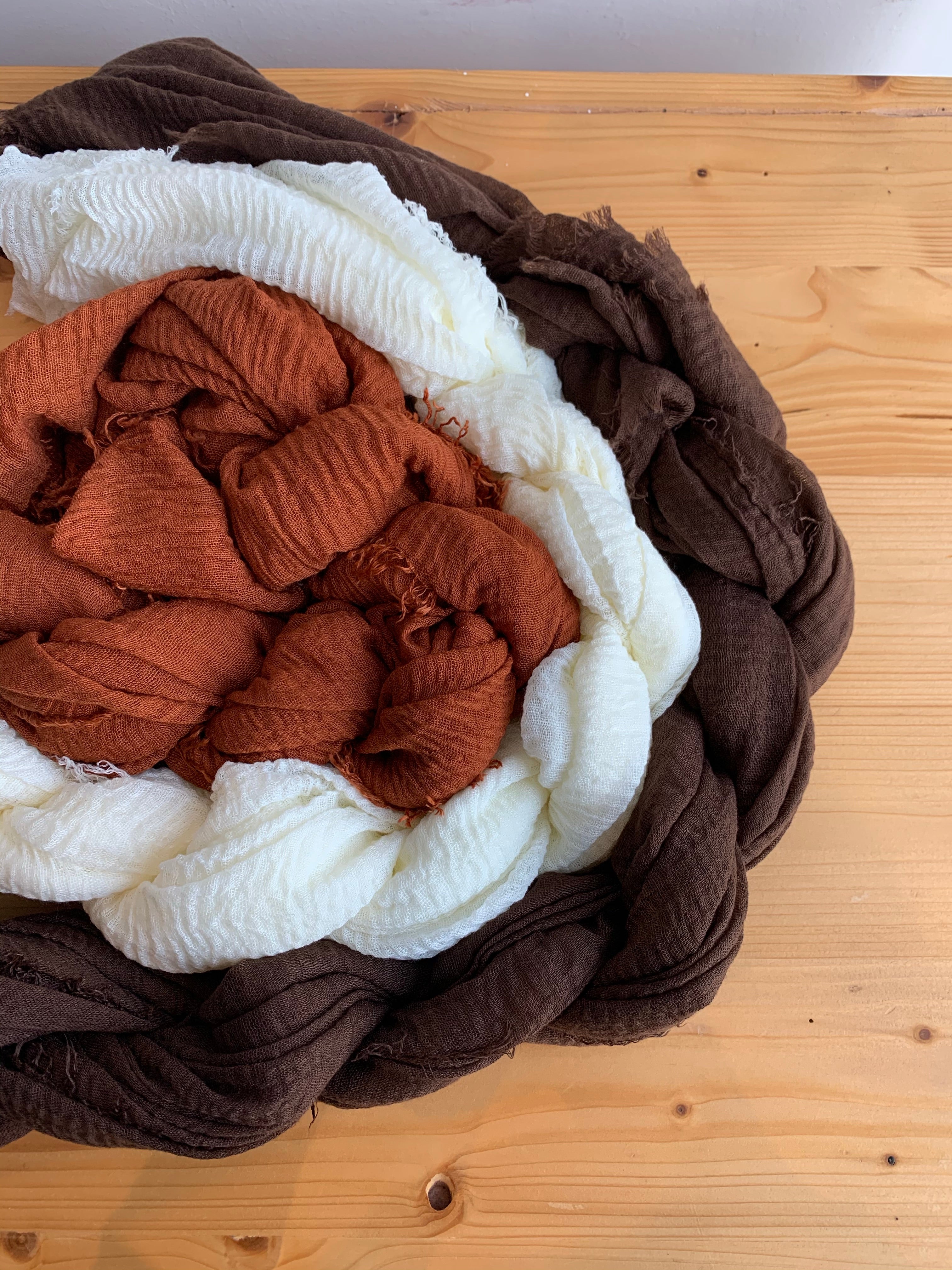 Brown - Crinkle Organic Cotton Scarf - Online Shopping - The Untitled Project